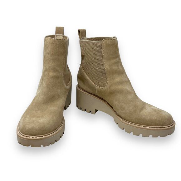 Dolce Vita Hawk H2O Chelsea‎ Boots Women's Size 9 Mushroom Suede Lug Sole - Picture 1 of 10